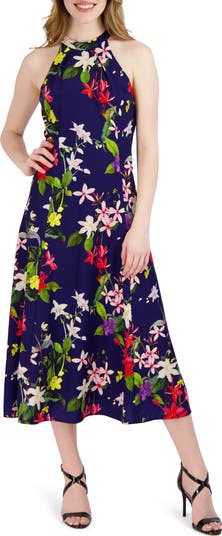 donna ricco embroidered dress Donna Ricco DR Women's Petite Sleeveless V-Neck Fit And Flare Dress
