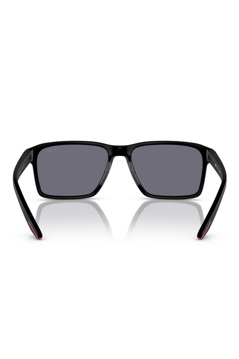 58mm Rectangular Sunglasses, Alternate, color, MATTE BLACK