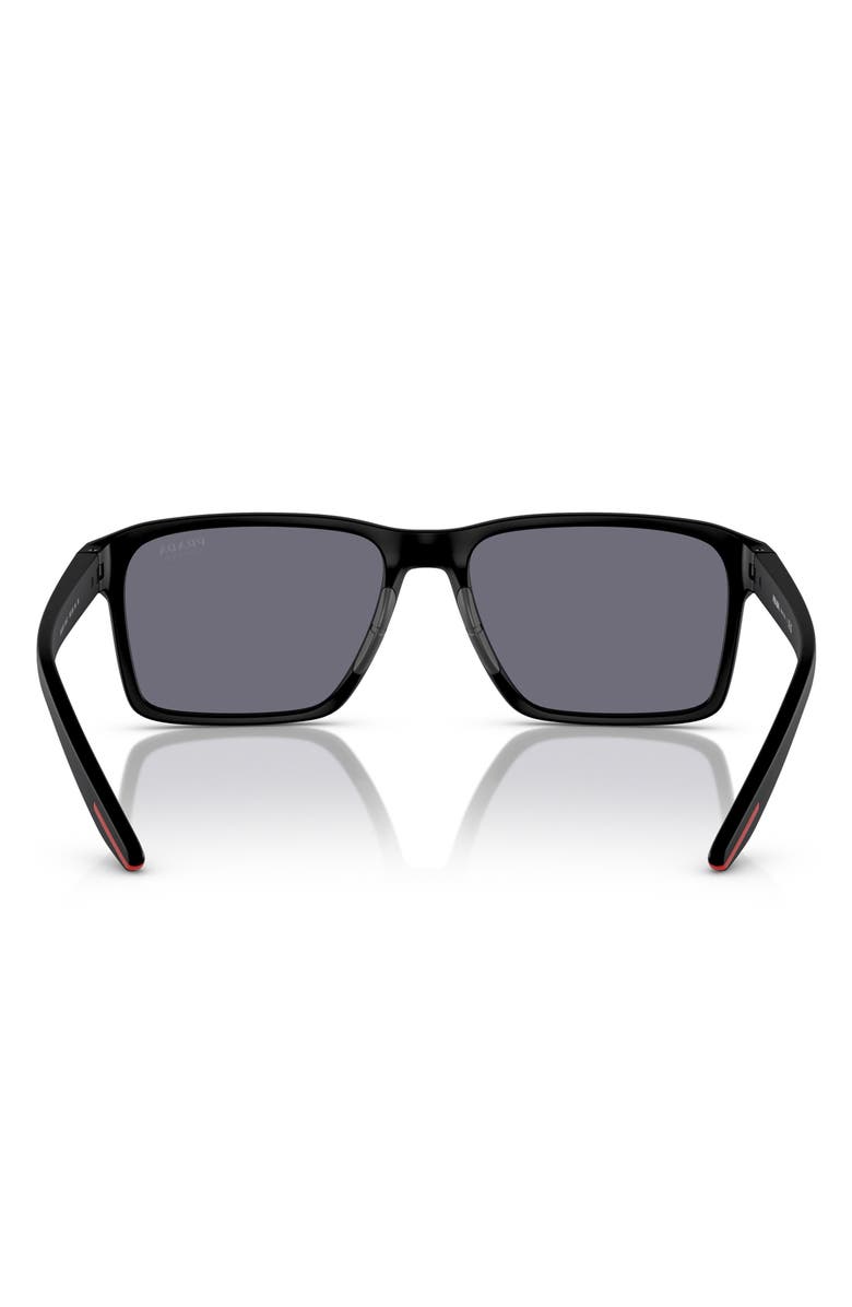 Prada Linea Rossa 58mm Rectangular Sunglasses, Alternate, color, Matte Black
