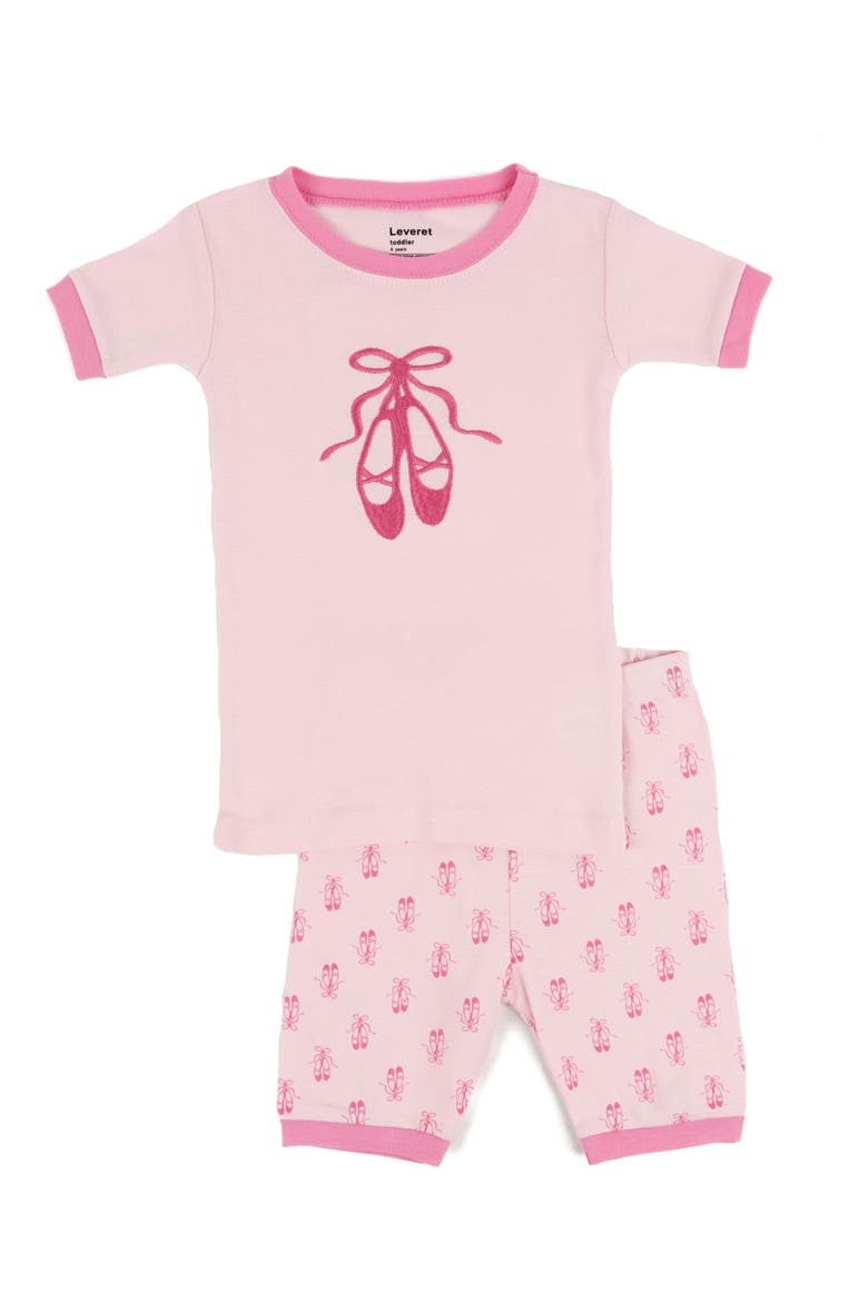Kids Cotton Two-Piece Short Printed Pajamas, Animals & Characters, Main, color, PINK