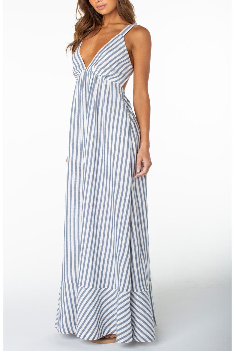 Wilder Coast Stripe Maxi Sundress, Alternate, color, BLUE HORIZON