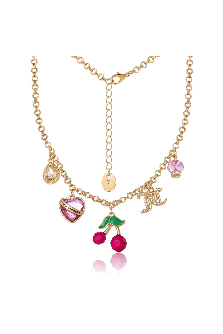 Cherry Charm Necklace, 18 + 2'', Alternate, color, Gold Tone
