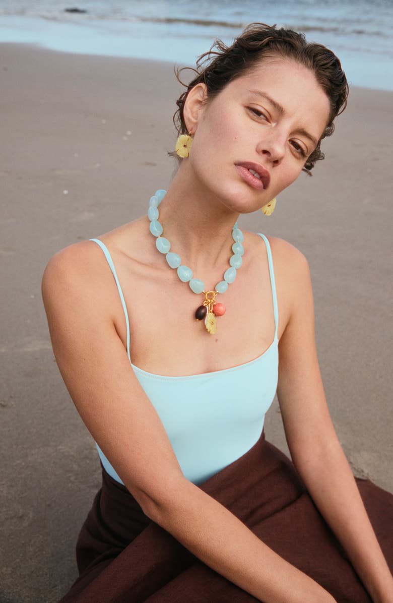 Lizzie Fortunato Cordoba Jade & Freshwater Pearl Charm Necklace, Alternate, color, Aqua Multi