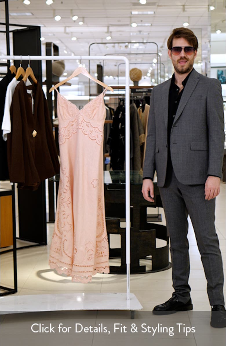 Richelieu Floral Embroidery Linen Slipdress, sales video thumbnail