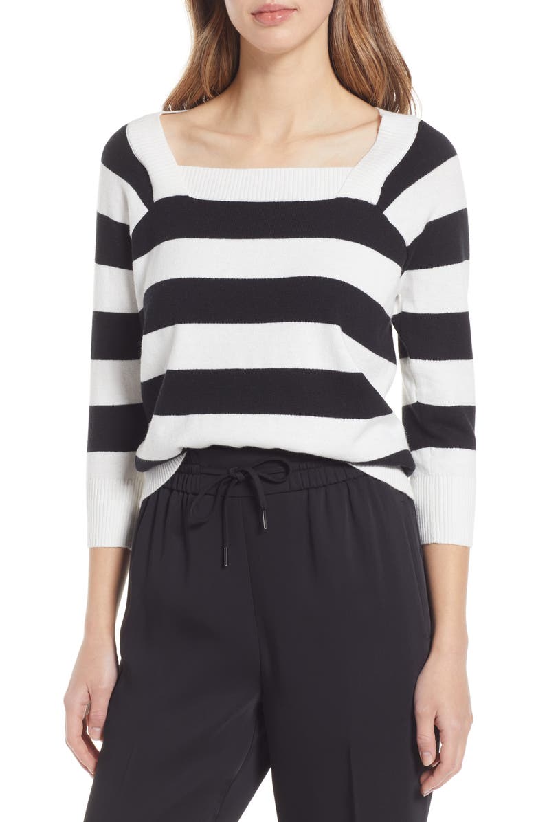 Nordstrom Stripe Cotton & Merino Wool Sweater, Main, color,