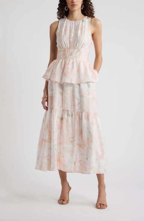 Crewneck Seamed Waist Maxi Dress