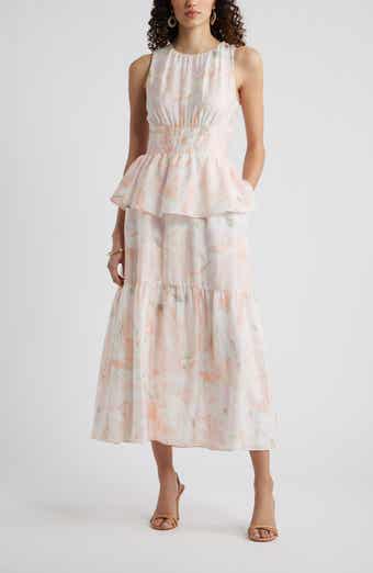 Crewneck Seamed Waist Maxi Dress