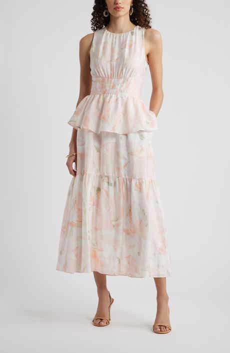 Crewneck Seamed Waist Maxi Dress