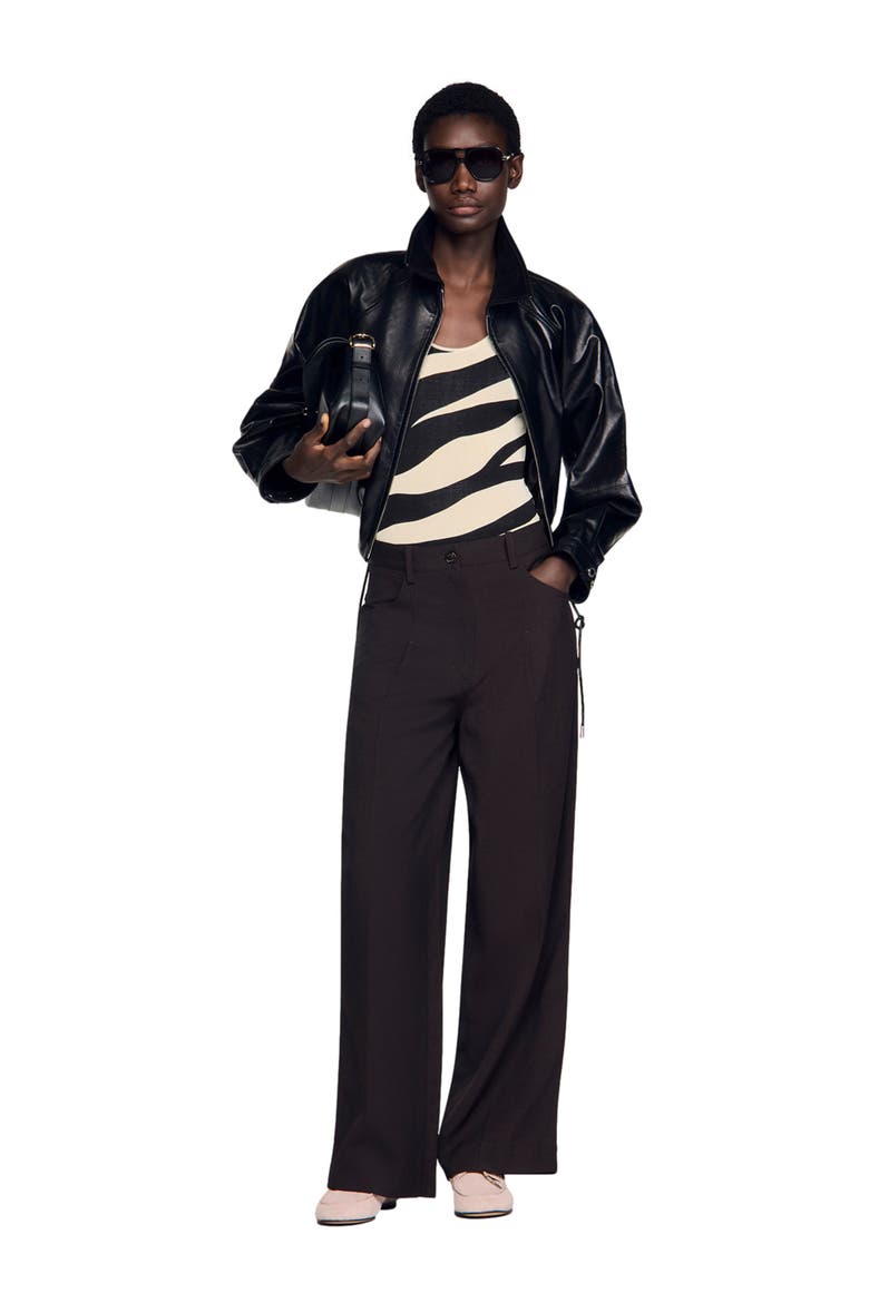 Wide-leg trousers, Alternate, color, Brown