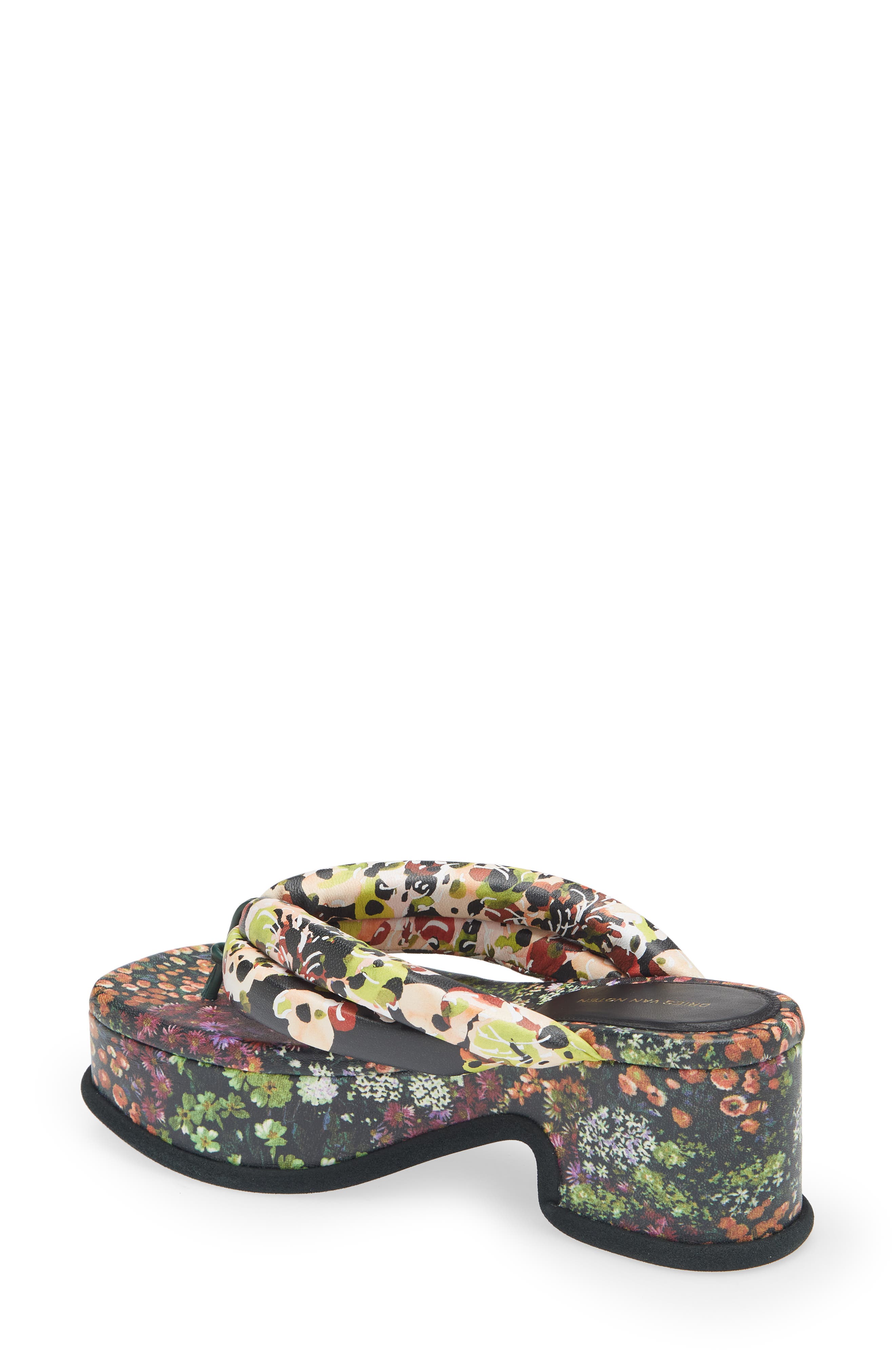 Dries Van Noten Floral Platform Flip Flop, Alternate, color, 