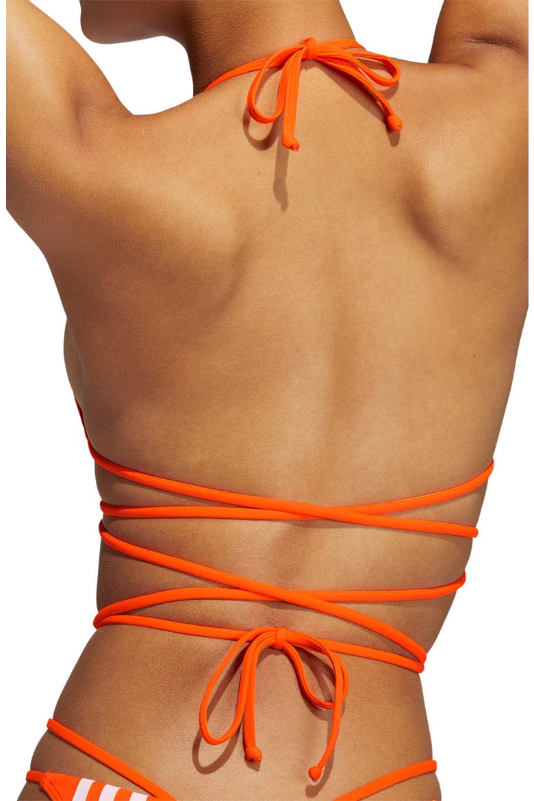 Strappy Wrapped Bikini Top, Alternate, color, SOLAR ORANGE/ WHITE