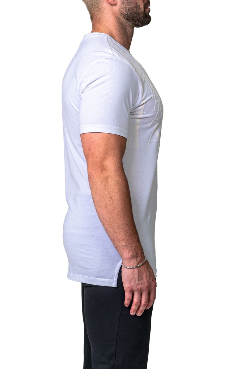 Maceoo Repetition White Logo Appliqué Stretch Cotton T-Shirt, Alternate, color, White