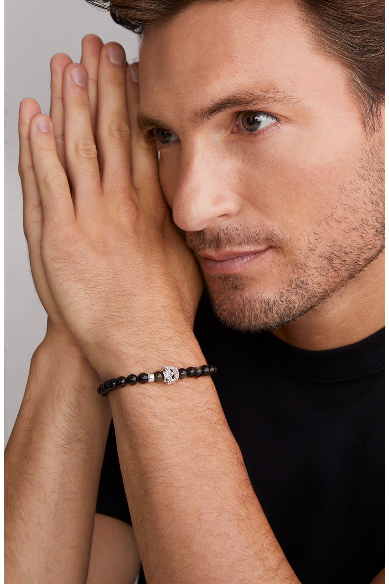 Men's Anthem Golden Obsidian Skull Stretch Bracelet, Alternate, color, GOLD OBSIDIAN