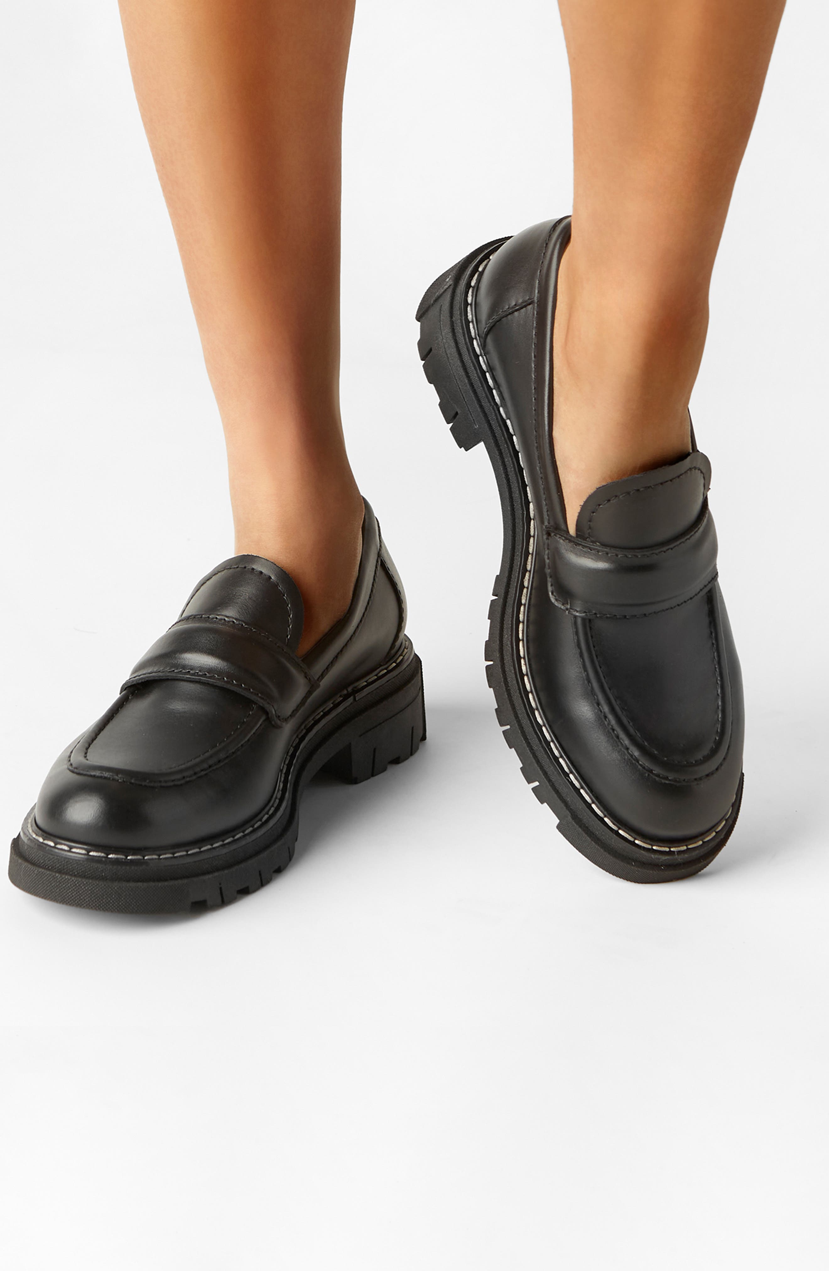 La Canadienne Della Waterproof Lug Loafer, Alternate, color, Black Leather