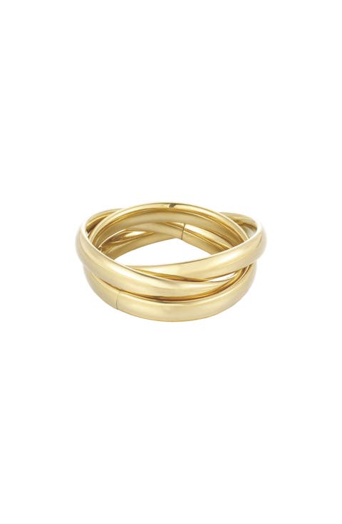 18K Gold Plated Stainless Steel Interlocking Triple Band Ring