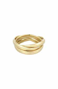 Adornia 18K Gold Plated Stainless Steel Interlocking Triple Band Ring
