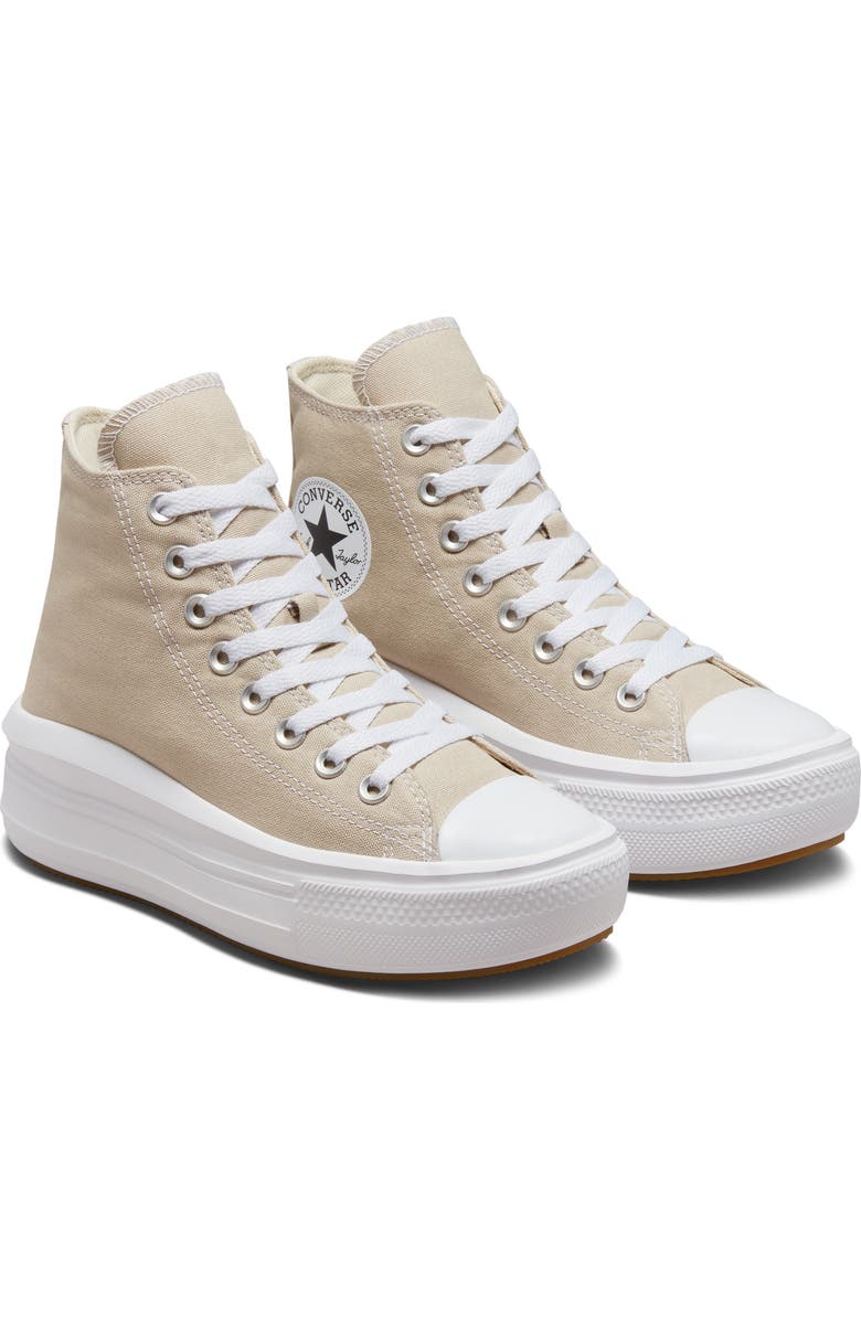 Converse Chuck Taylor<sup>®</sup> All Star<sup>®</sup> Move High Top Platform Sneaker, Alternate, color, Beach Stone/ White