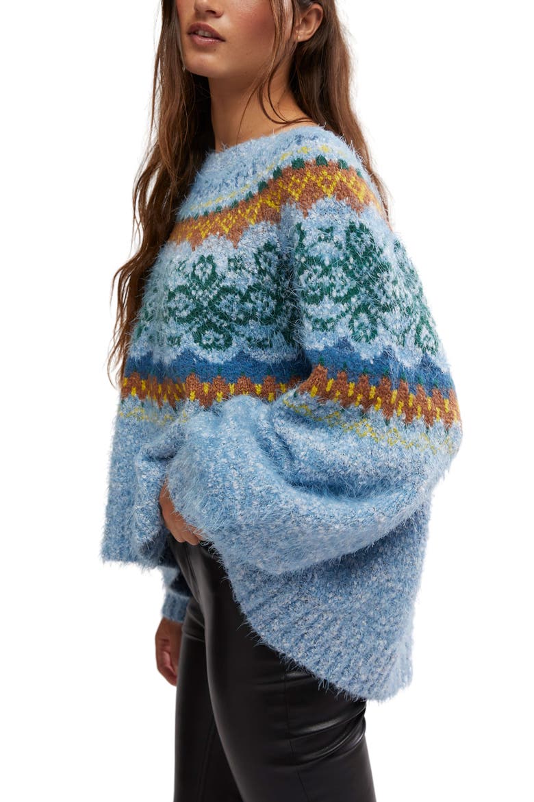 Festive Frost Fair Isle Sweater, Alternate, color, ICE BLUE COMBO