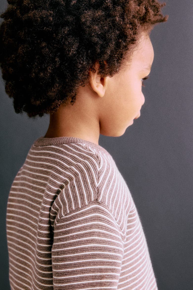 2-Piece Fine-Knit Cotton Set, Alternate, color, Brown/white striped
