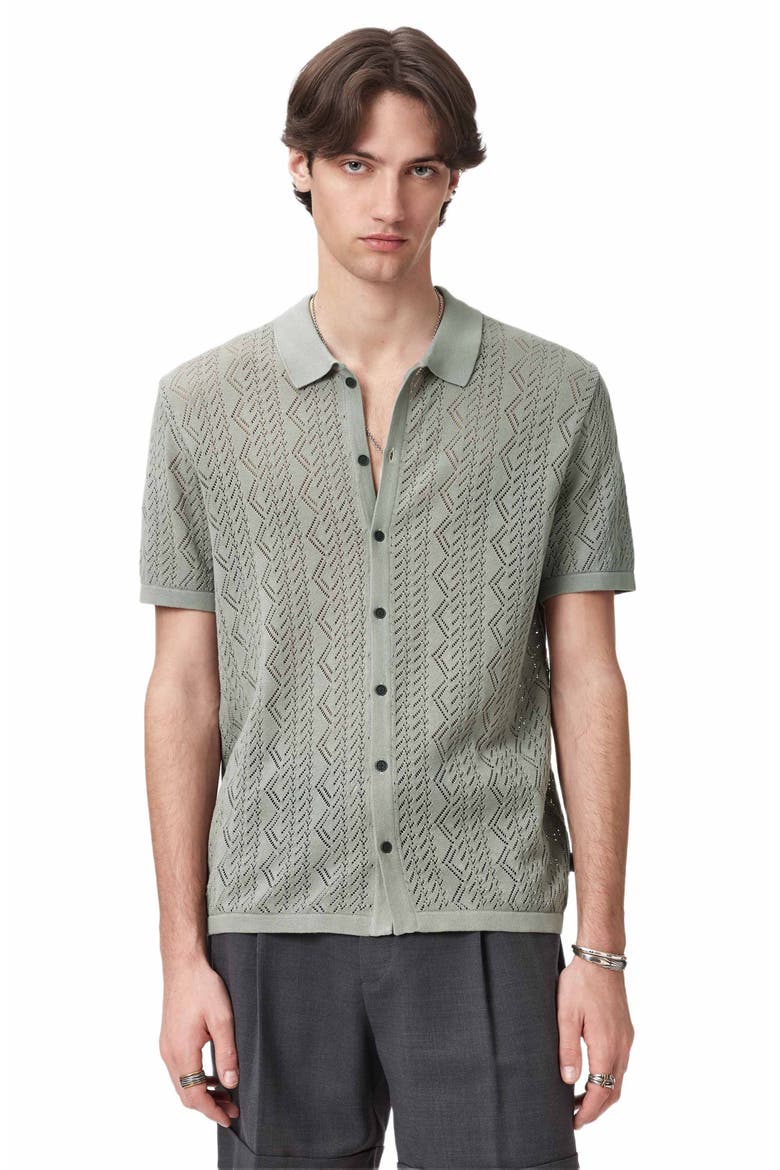 Emil Pointelle Short Sleeve Caridgan, Alternate, color, GREY SKY