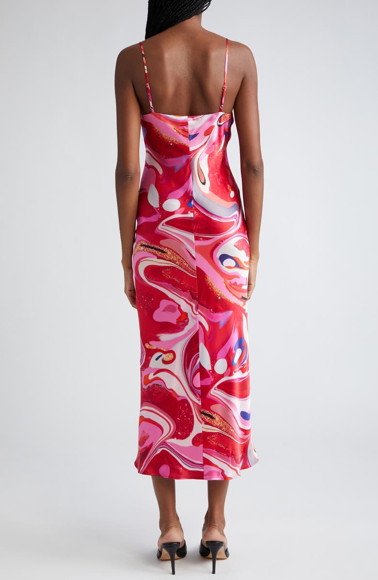 L'AGENCE Serdie Silk Midi Slipdress, Alternate, color, Pink Multi Tie Dye Swirl