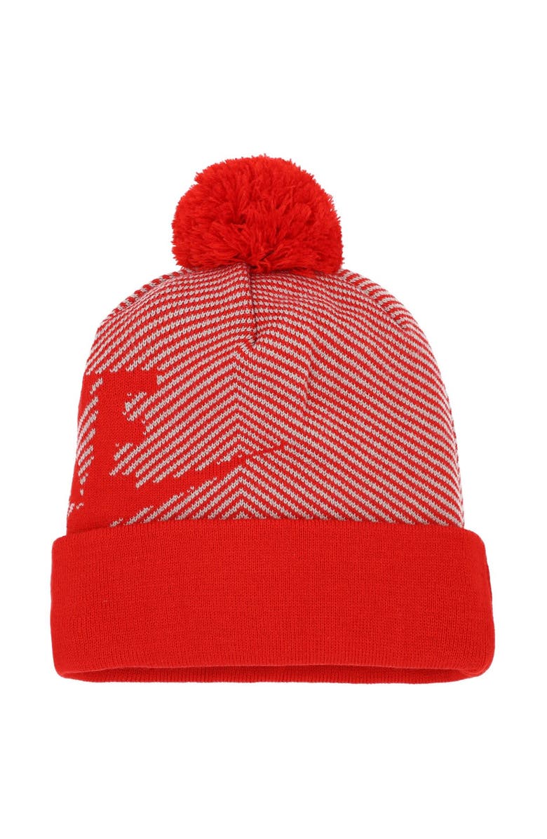 Nike Men's Nike Scarlet Ohio State Buckeyes 100th Anniversary Ohio Stadium Cuffed Knit Hat with Pom, Alternate, color,