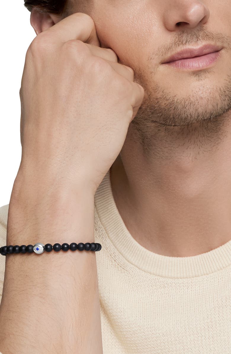David Yurman Evil Eye Black Onyx & Sapphire Bracelet, Alternate, color, Sterling Silver