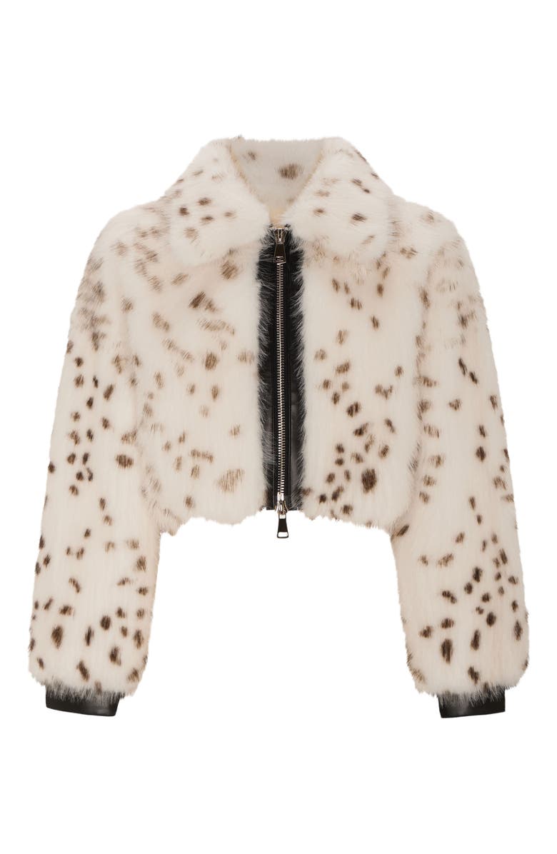 Lyla Grant Fur-Free Fox (Faux Fur) Bolero, Alternate, color, White/Black Spotted