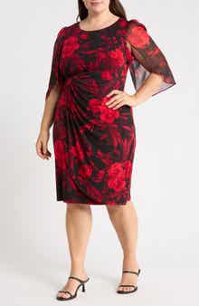 Cape Sleeve Faux Wrap Dress