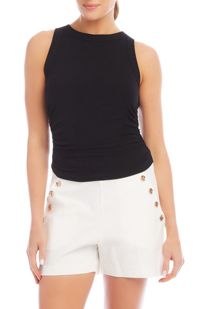 FIFTEEN TWENTY Side Shirred Tank, Main, color, Black