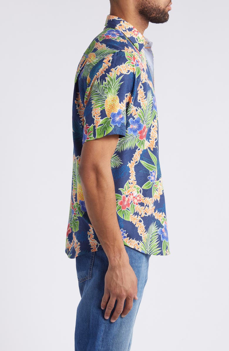 Tommy Bahama Lei in Paradise Tropical Print Short Sleeve Silk Blend Button-Up Shirt, Alternate, color,