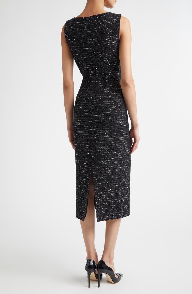 ST. JOHN Cannes Tweed Sleeveless Midi Dress, Alternate, color, Black Metallic Multi