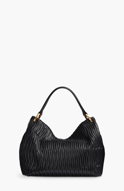 Donna Karan Glenwood Pleated Large Shoulder Handbag In Black