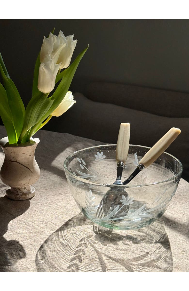 Villa Lua Home Hand-etched Serving Bowl, Alternate, color, Black