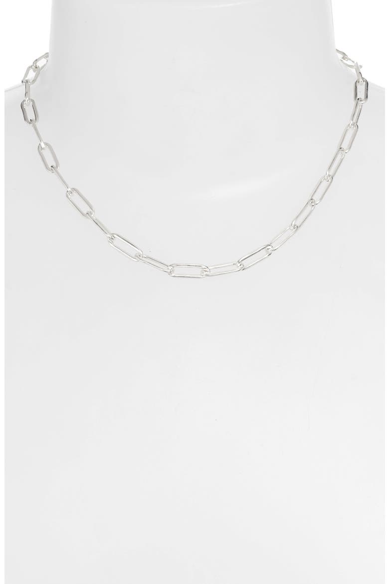Noir East Extra Long Link Choker, Main, color, SILVER