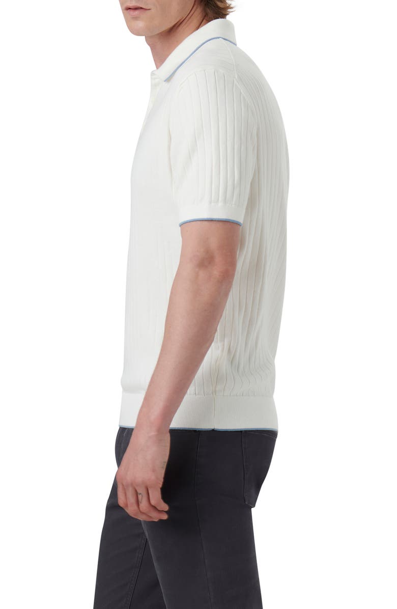 Bugatchi Ribbed Polo Sweater, Alternate, color, Chalk