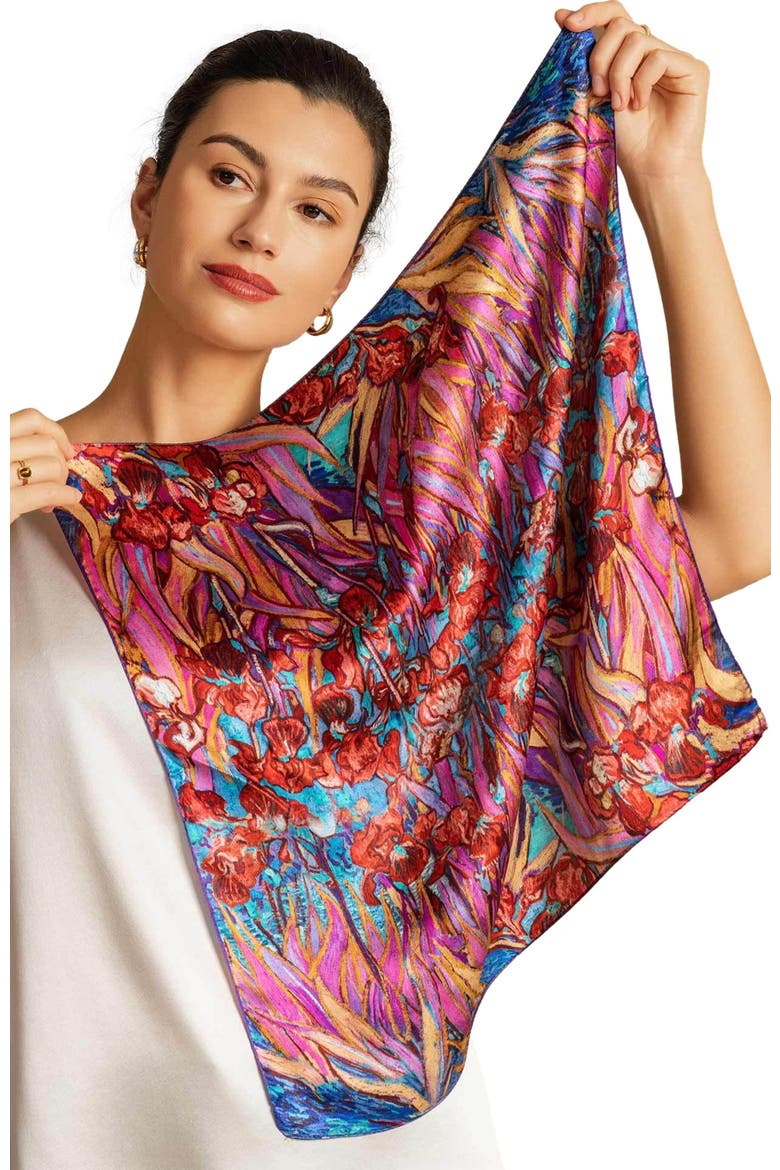 Pure Silk Abstract Square Scarf, Alternate, color, Multi