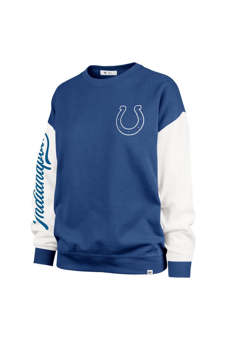 Women's '47  Royal Indianapolis Colts Double Header Rise Andie Pullover Sweatshirt, Alternate, color, Royal
