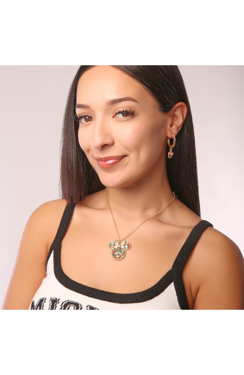 Disney Fashion Multi-Color Stone Minnie Mouse Necklace, Alternate, color, Multicolor