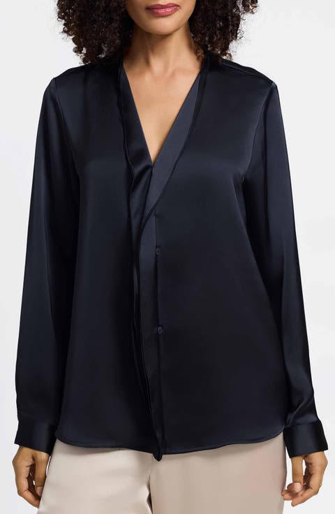 Rosale Ruffle Placket Button-Up Shirt