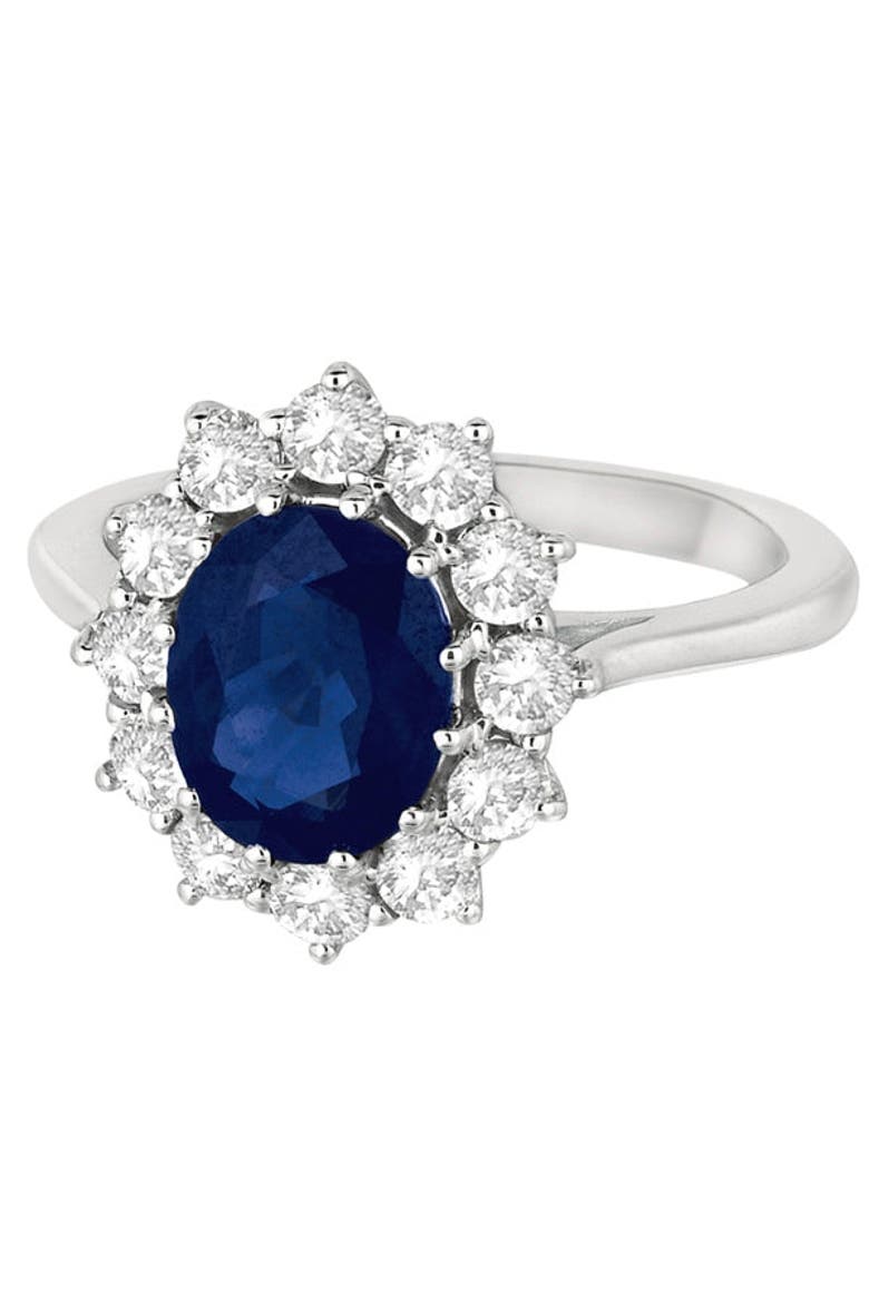 Oval Blue Sapphire & Diamond Accented Ring 14k, Alternate, color, White Gold