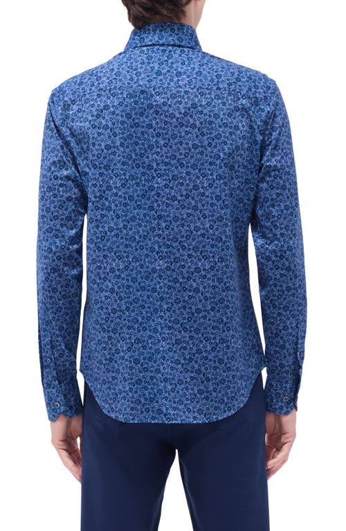 Bugatchi Devon Ooohcotton® Floral Button-up Shirt In Indigo