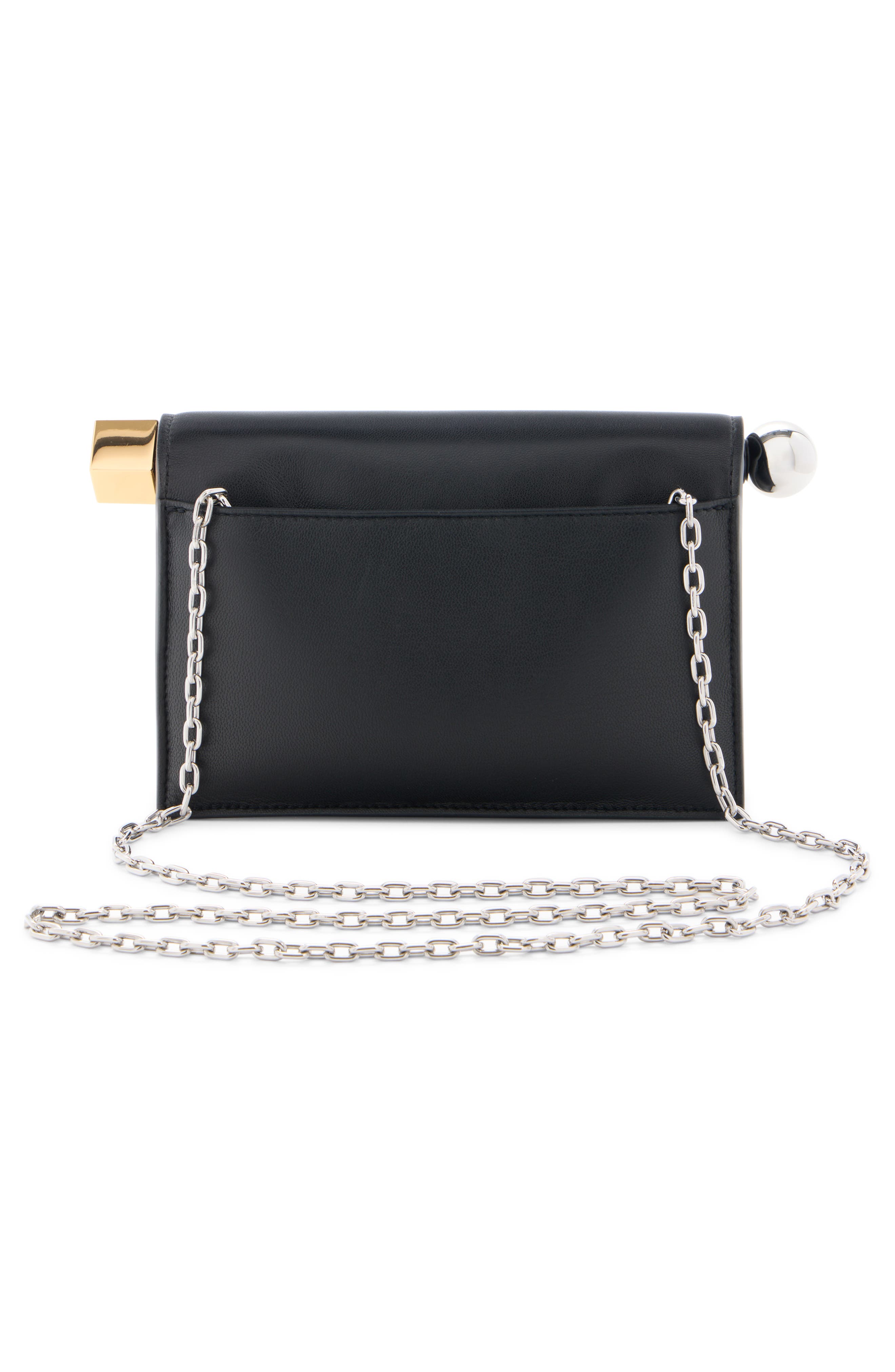 Jacquemus La Petite Pochette Rond Carré Leather Clutch, Alternate, color, Black