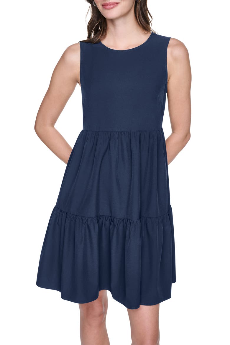 Commuter Sleeveless Swing Minidress, Alternate, color, INDIGO