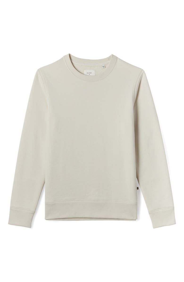 Billy Reid Dover Crewneck Sweatshirt with Leather Elbow Patches, Alternate, color, Natural