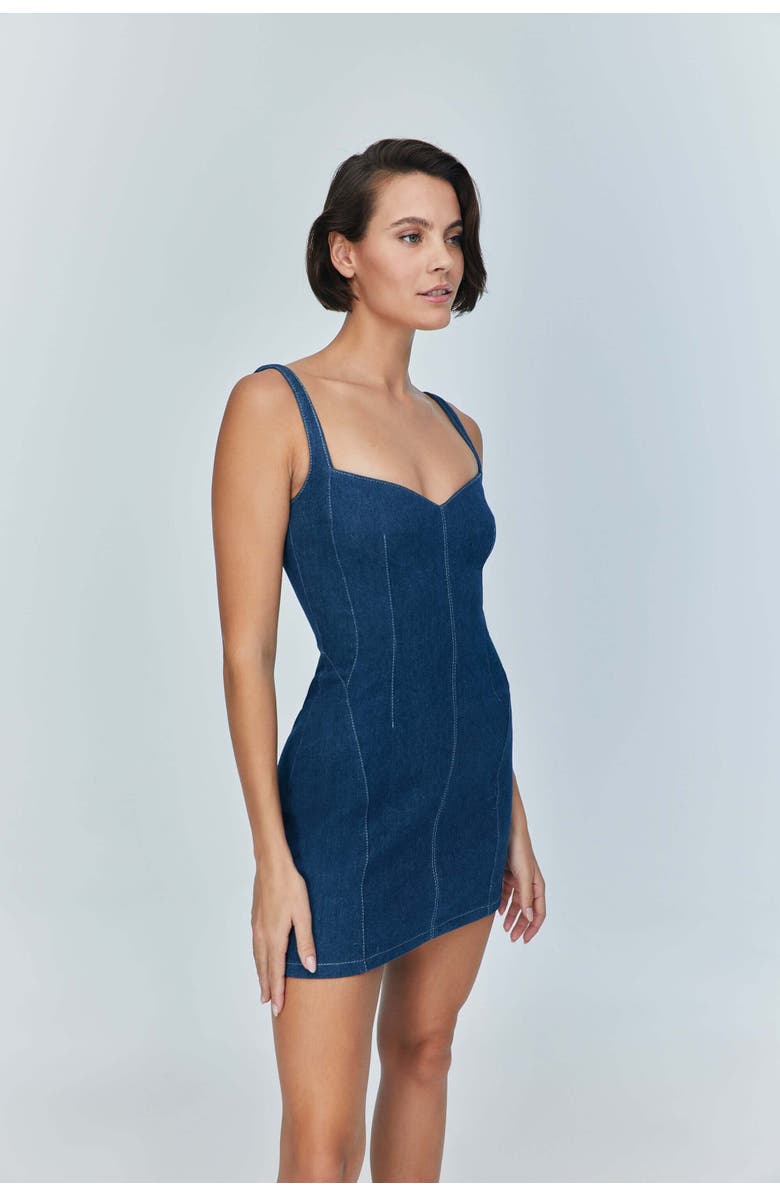 Jendue US Jendue Women's Sosa Denim Mini Dress - Sleeveless Bodycon Jean Dress, Main, color, Blue