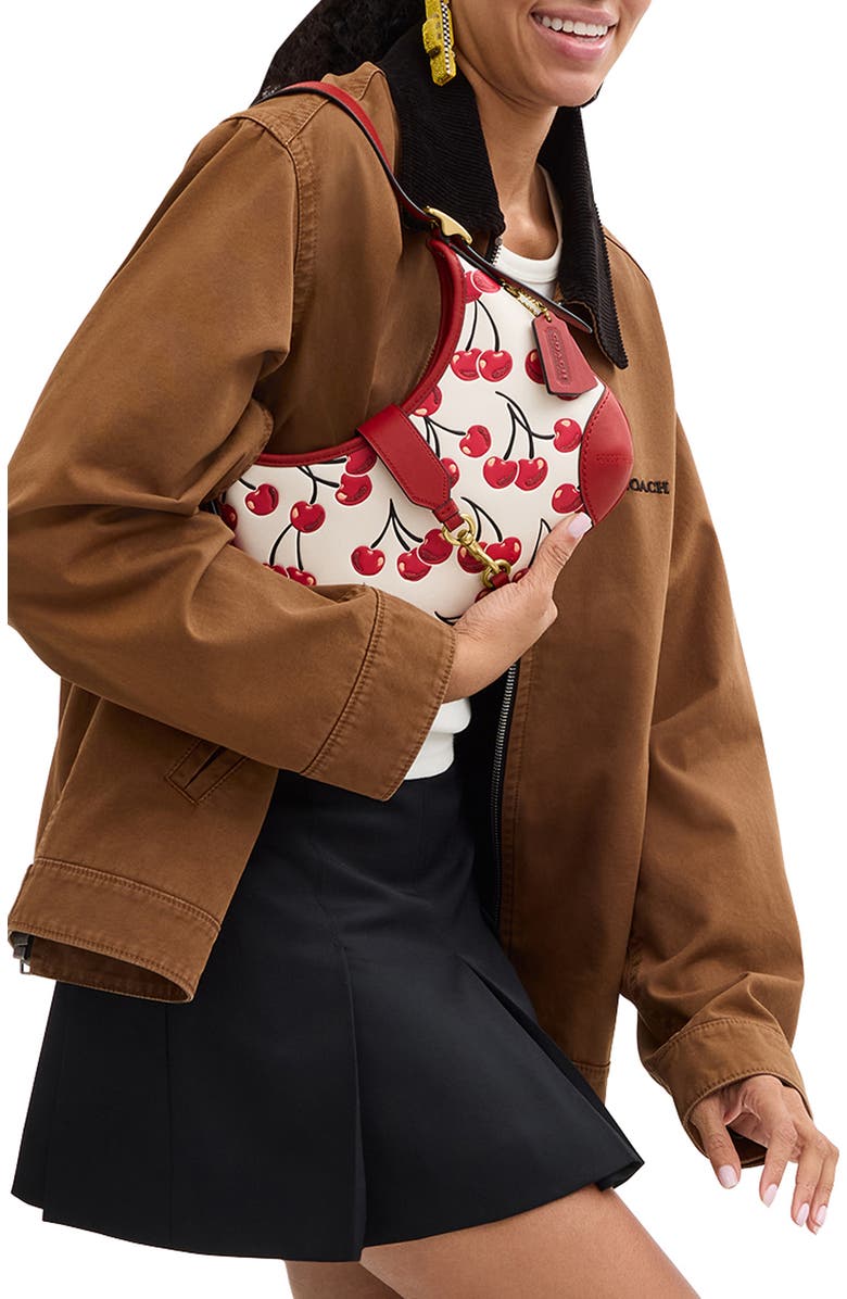 COACH Hamptons Hobo Bag With Cherry Print, Alternate, color,