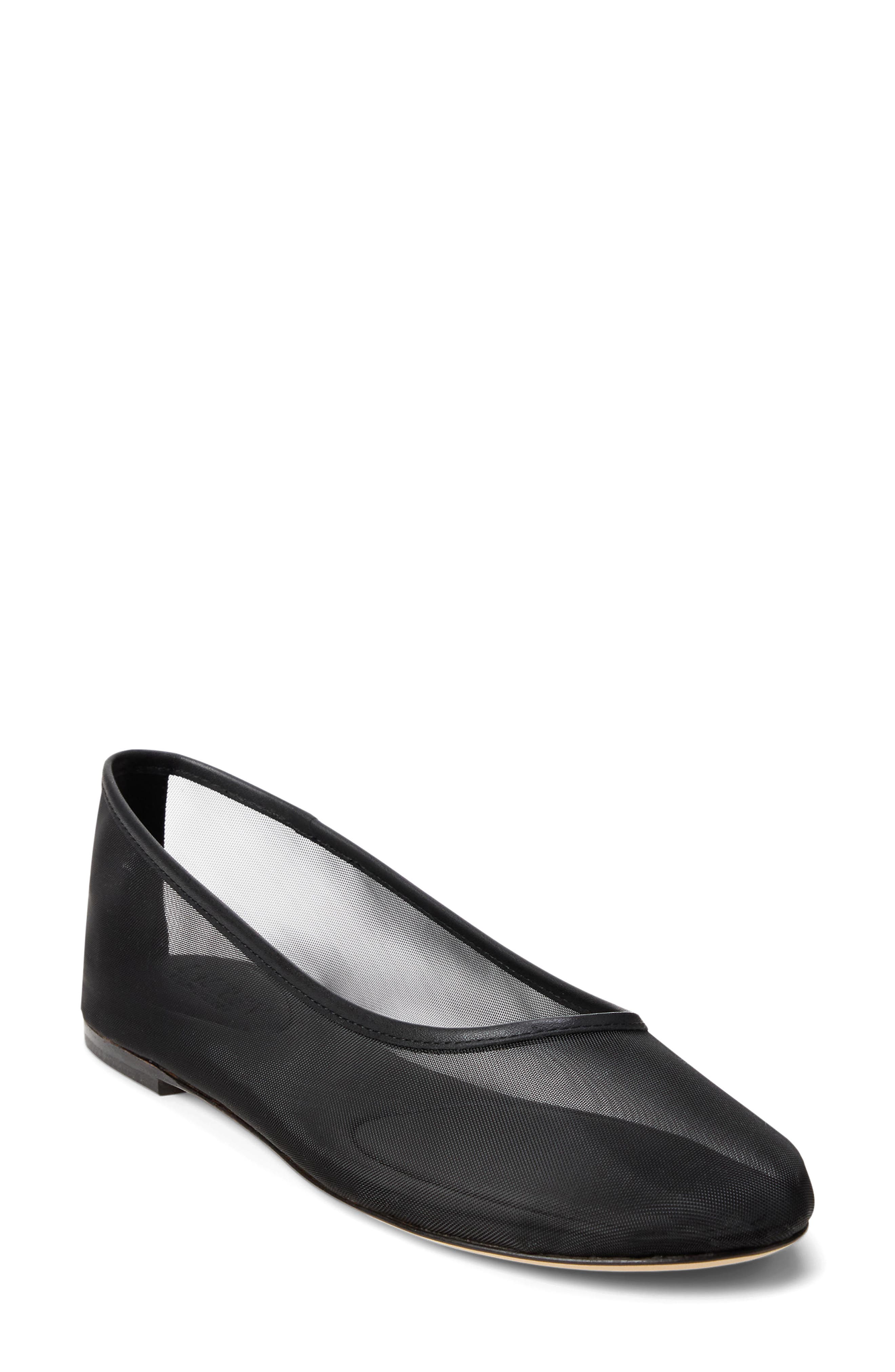 Ralph Lauren Jayna Mesh Ballet Flat, Main, color, Black