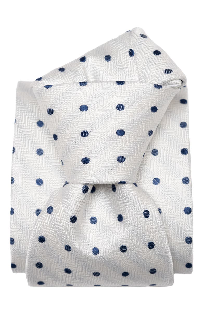 Elizabetta Tiburtina - Extra Long Silk Jacquard Tie for Men, Alternate, color, White