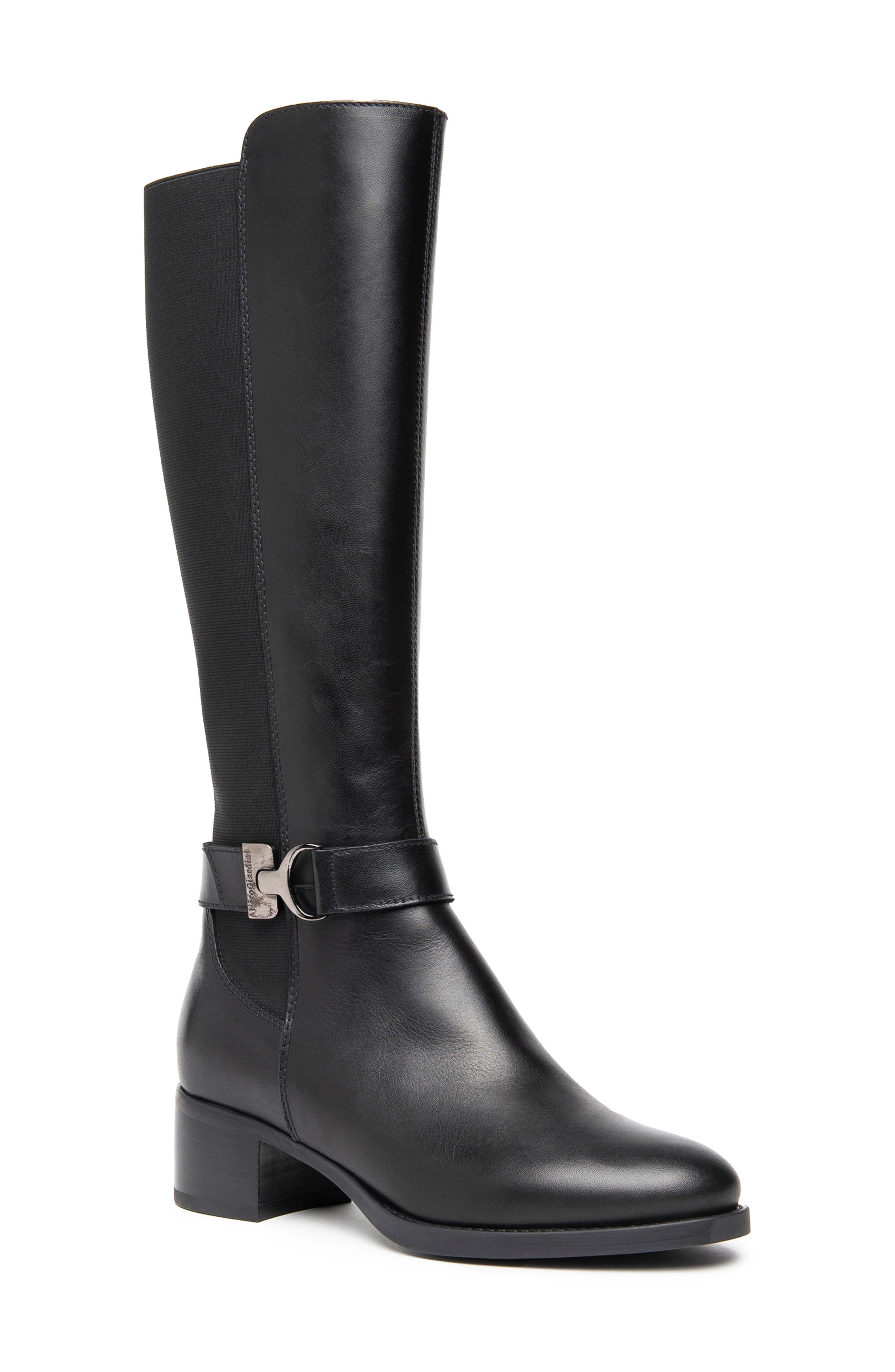 NeroGiardini Tall Block Heel Boot, Main, color, Black